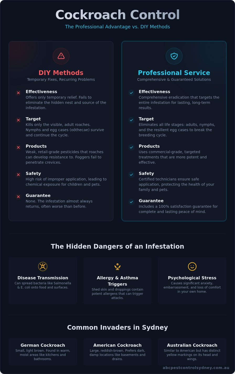 Cockroach Control Sydney: Your Guide to the Best Professional Solutions - Infographic