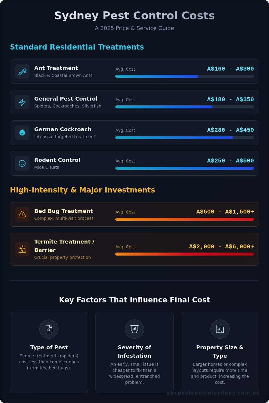 Exterminator Cost in Sydney: A Complete 2026 Price Guide - Infographic