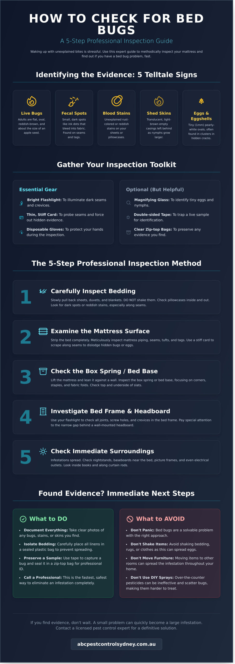 How to Check for Bed Bugs in a Mattress: A 5-Step Inspection Guide - Infographic