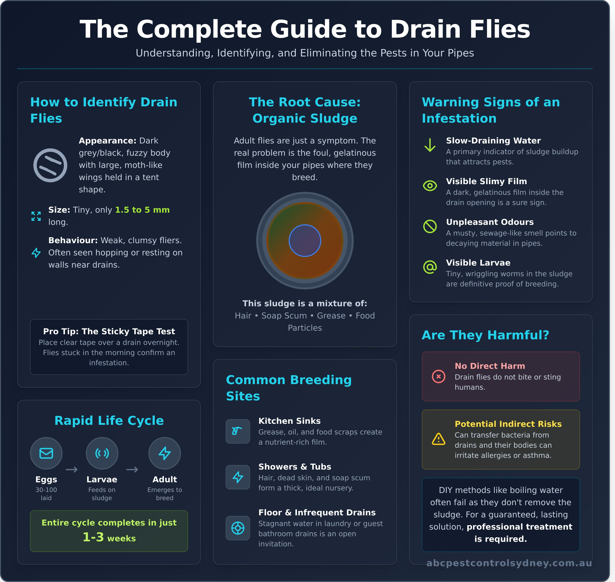 How to Get Rid of Drain Flies in Sydney: A Complete Guide - Infographic