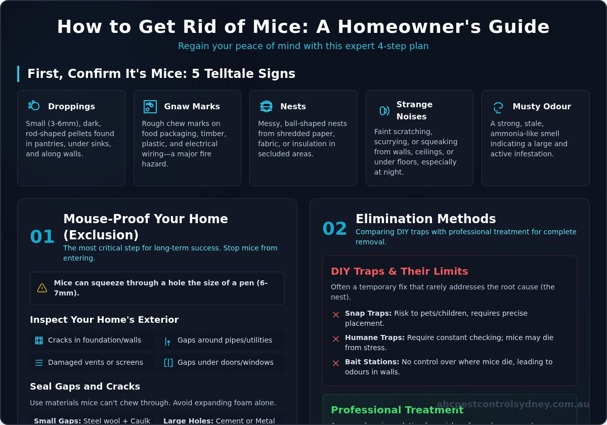 How to Get Rid of Mice: A Complete 4-Step Guide for Sydney Homes - Infographic