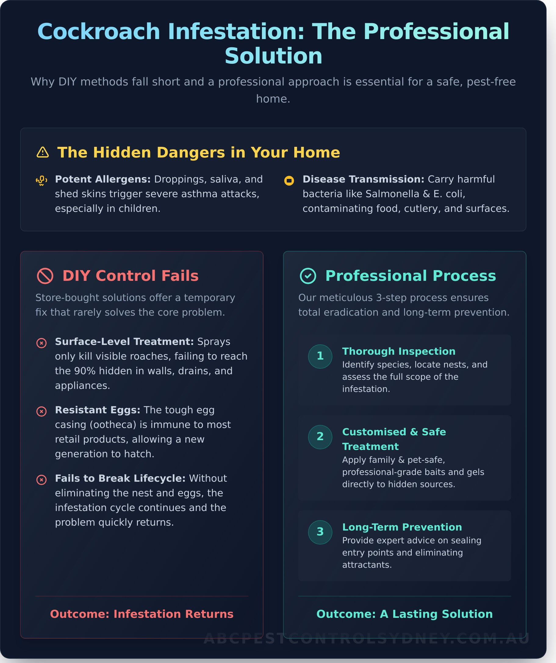 Professional Cockroach Exterminator Sydney: Your Guide to a Pest-Free Home - Infographic
