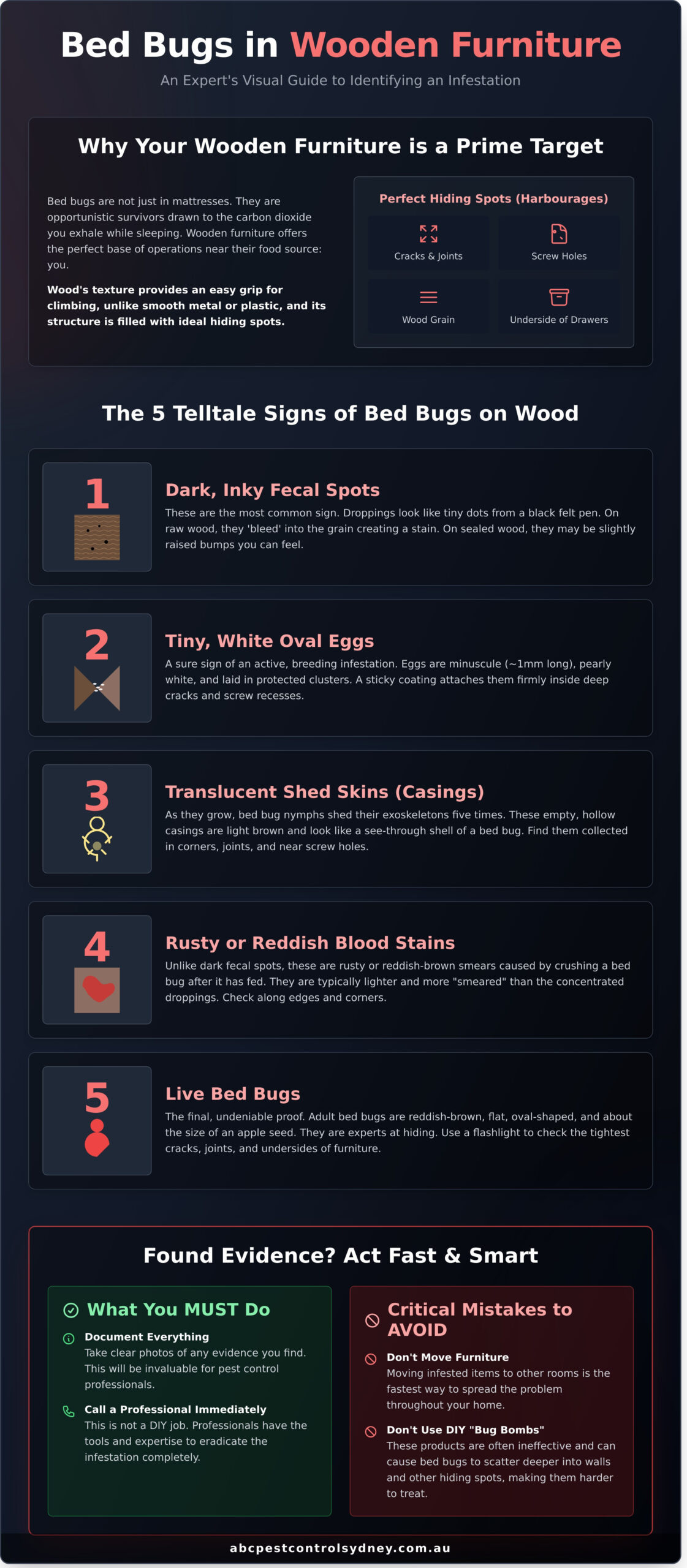 Signs of Bed Bugs on Wooden Furniture: The Ultimate Checklist - Infographic