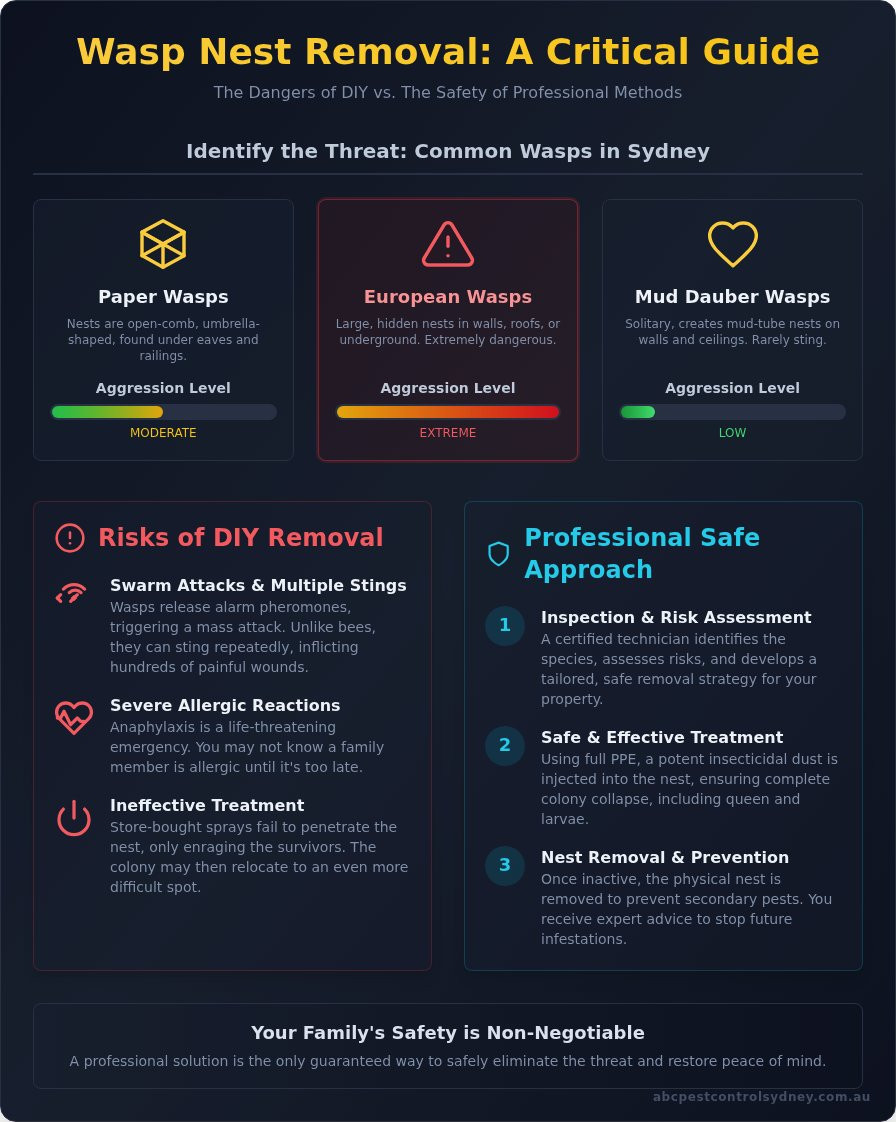 Wasp Nest Removal: Is It Safe to Do It Yourself? - Infographic