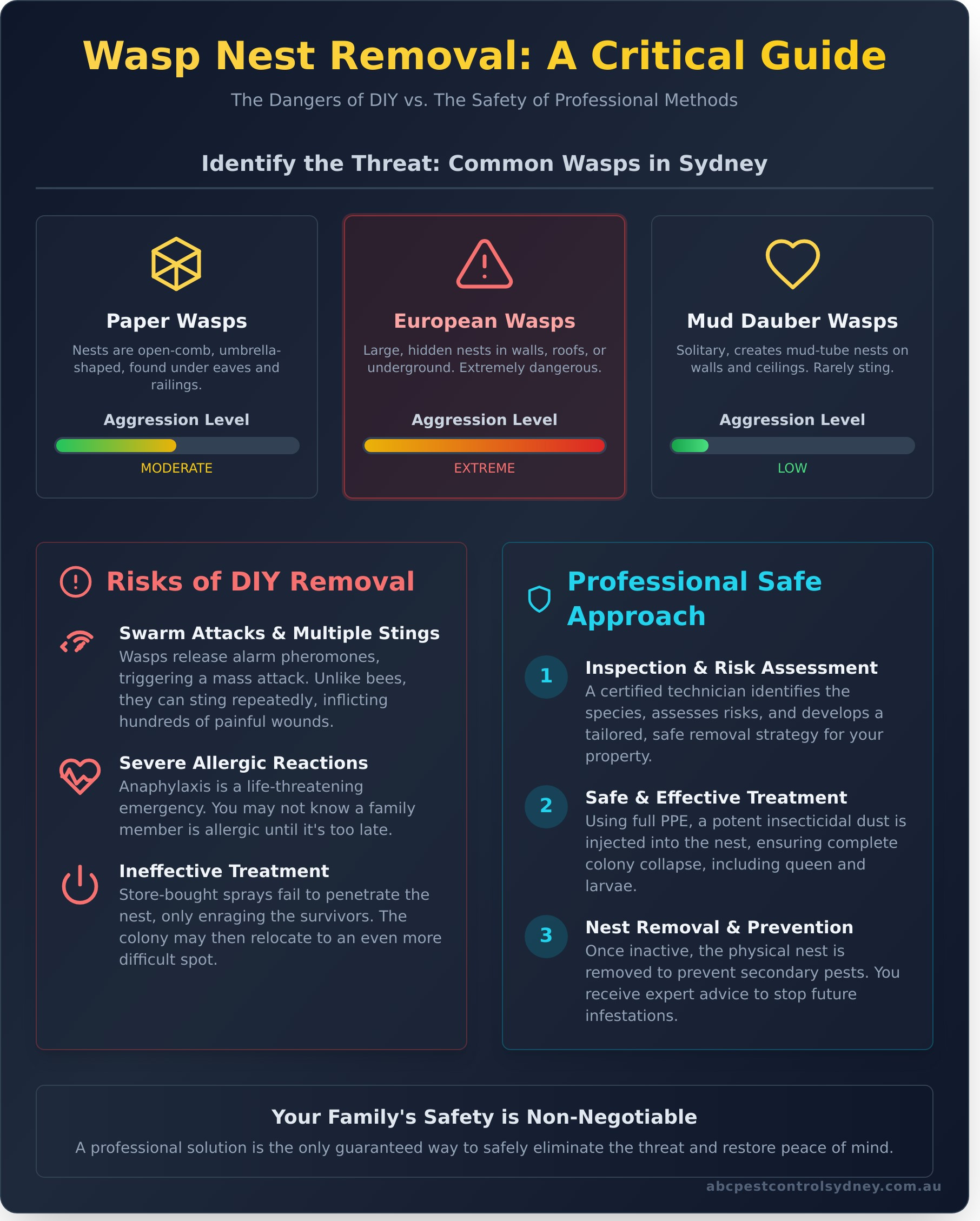 Wasp Nest Removal: Is It Safe to Do It Yourself? - Infographic