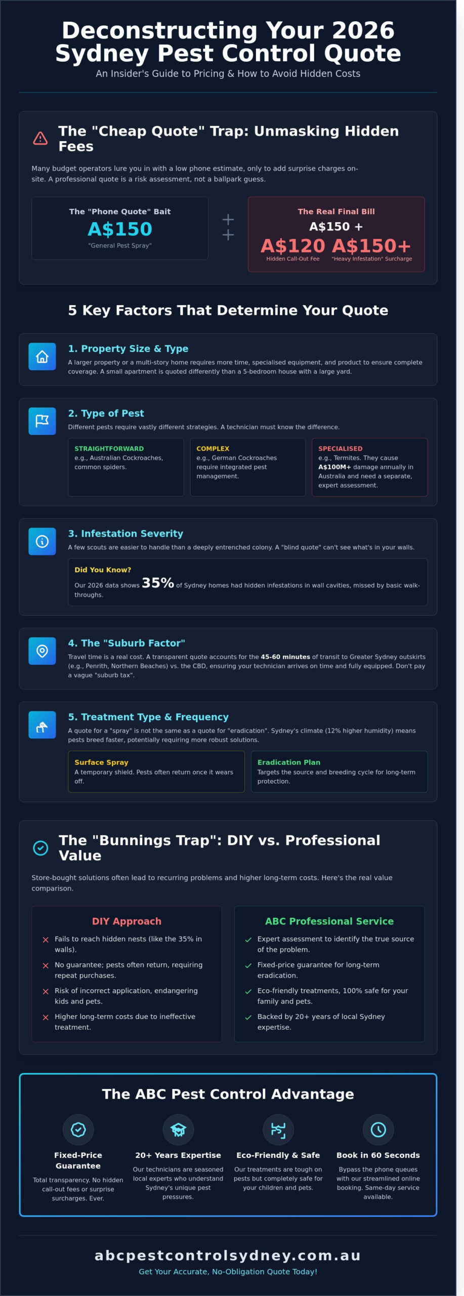 Get a Quote for Pest Control in Sydney: 2026 Pricing & Service Guide - Infographic