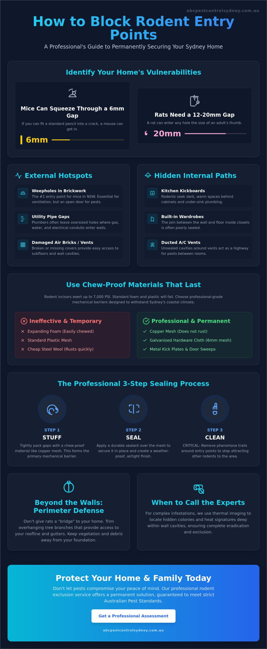 How to Block Rodent Entry Points: A Professional Guide to Mouse-Proofing Your Sydney Home - Infographic