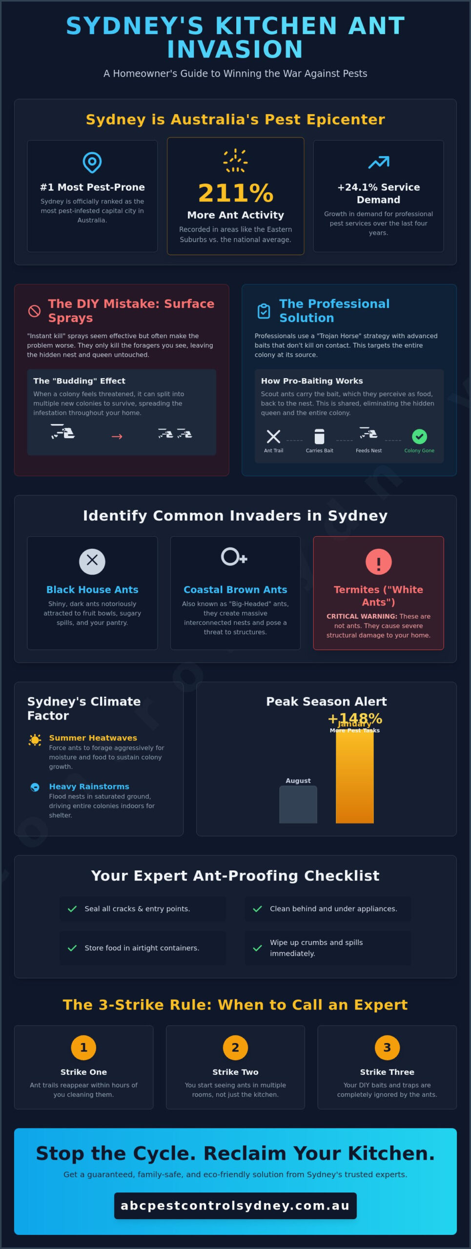 How to Get Rid of Ants in the Kitchen: A Professional Sydney Guide - Infographic