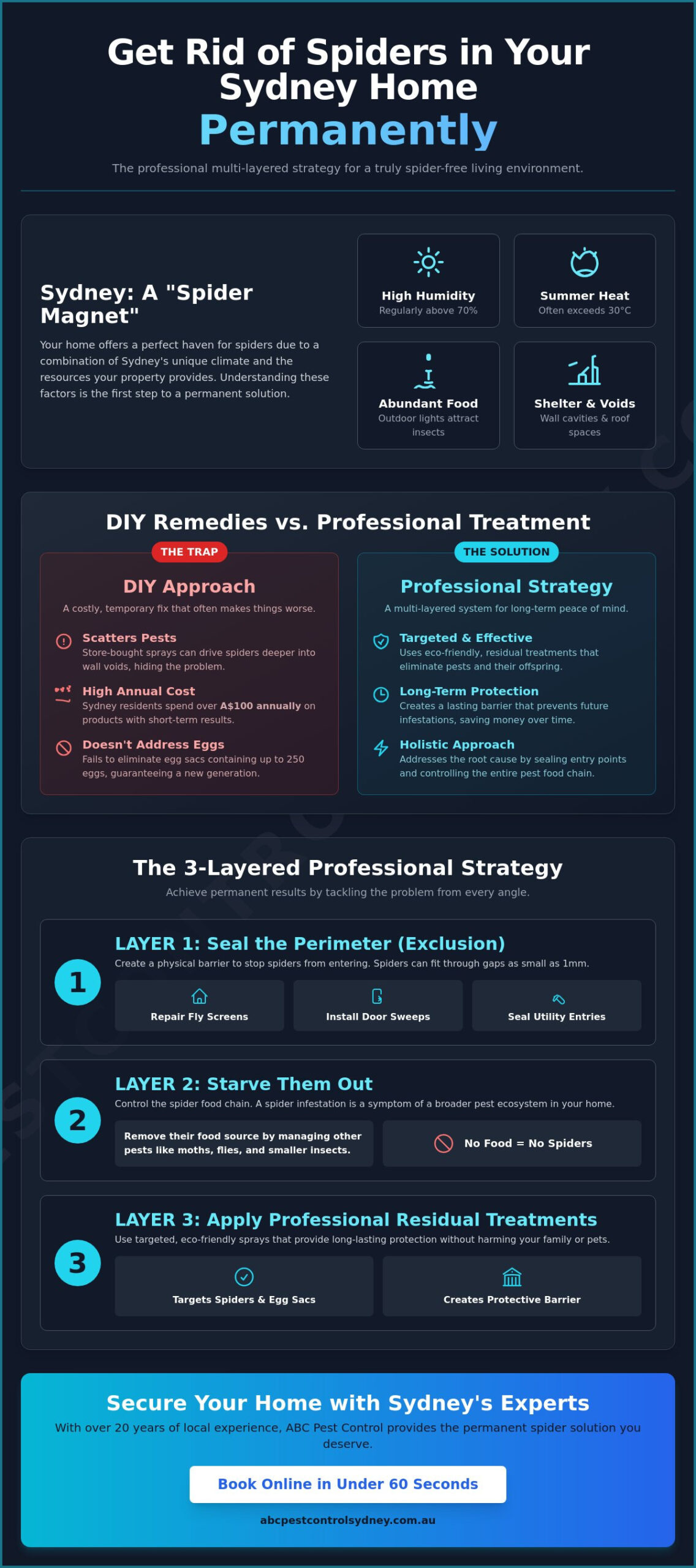 How to Get Rid of Spiders in the House Permanently: A Sydney Expert Guide - Infographic
