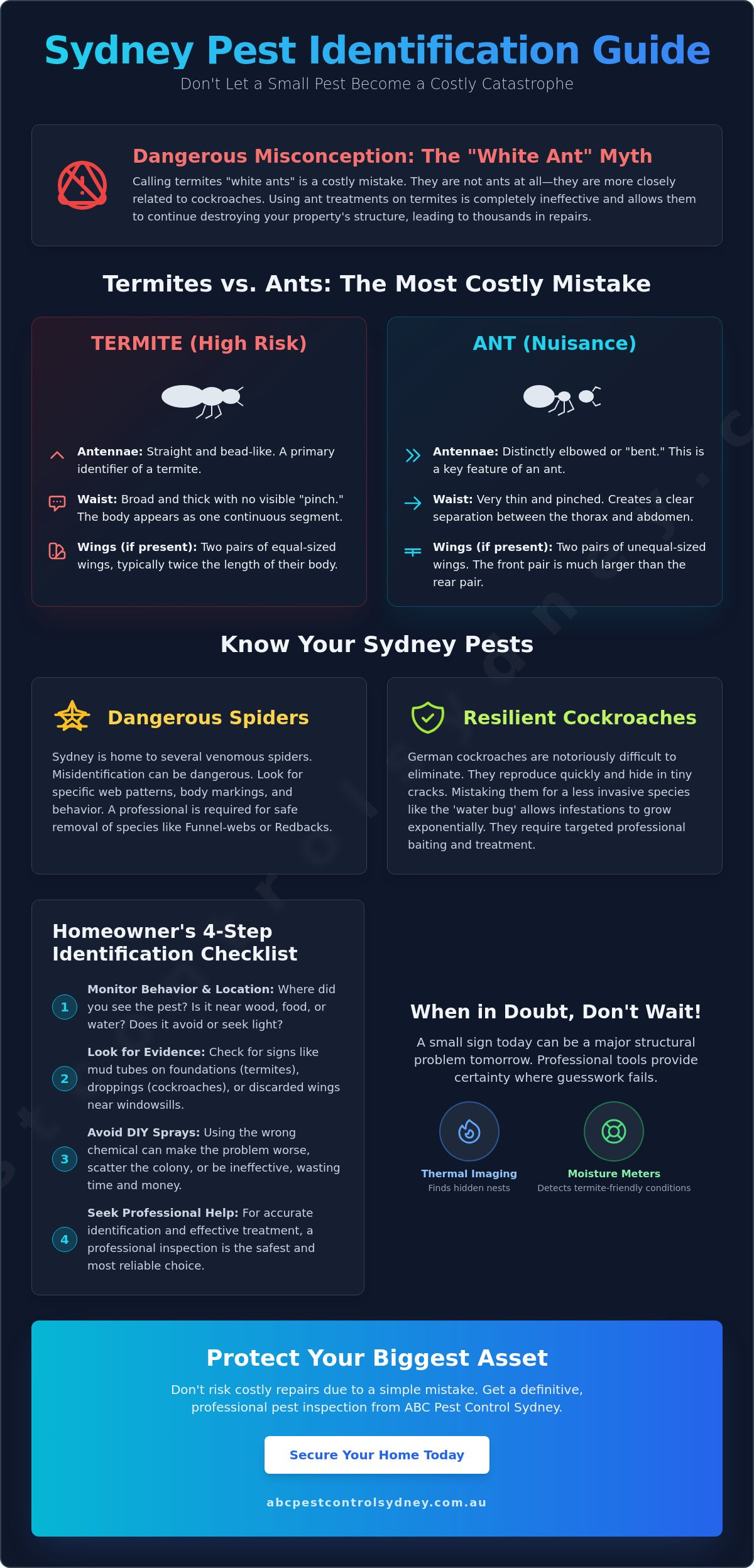 Common Sydney Pests: How to Identify Them Correctly (As People Misidentify Them Often) - Infographic