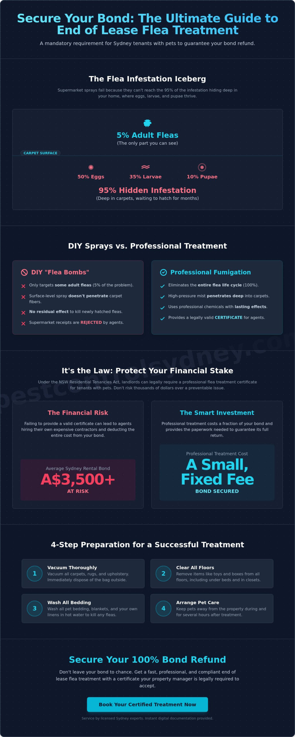 End of Lease Flea Treatment Certificate Sydney: The 2026 Tenant’s Guide to Securing Your Bond - Infographic