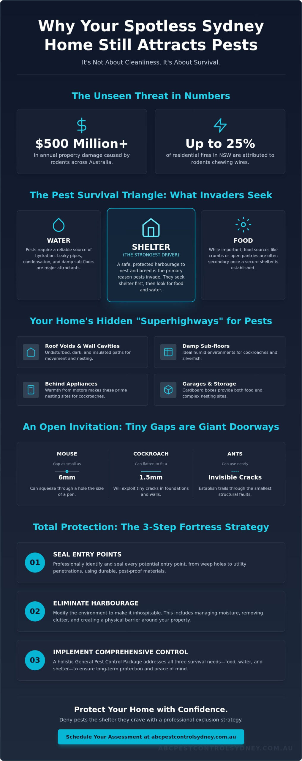 Removing Pest Food, Water, and Shelter in Sydney Homes - Infographic