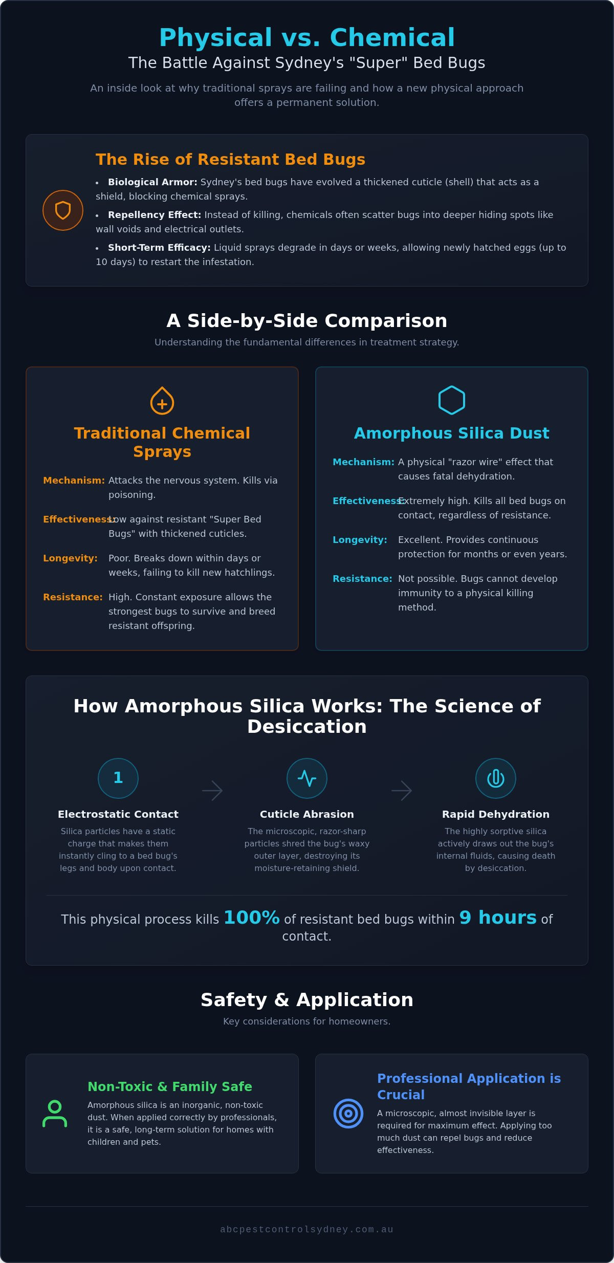 Amorphous Silica vs Chemical Bed Bug Treatment Guide - Infographic