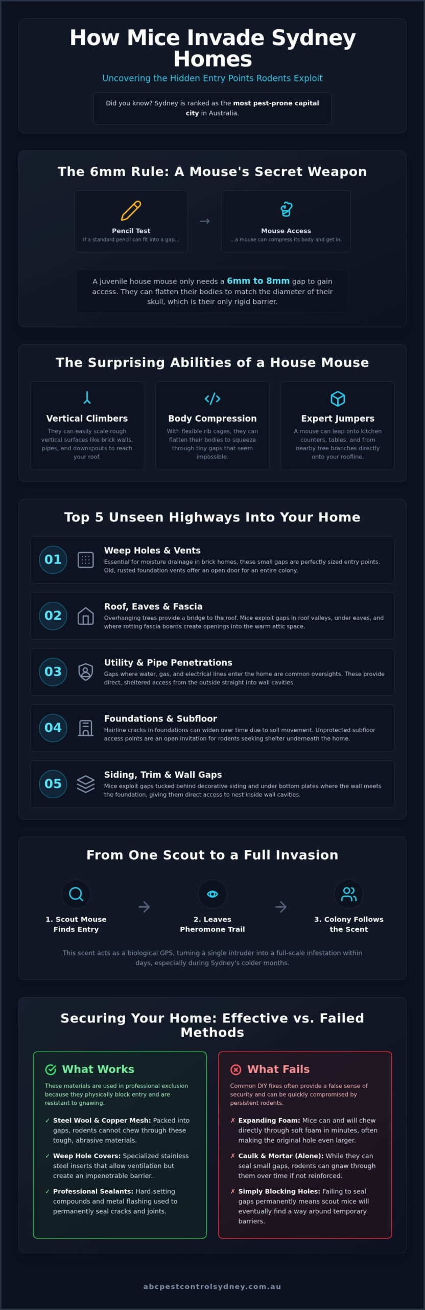 How Mice Enter Homes: Common Entry Points in Sydney - Infographic