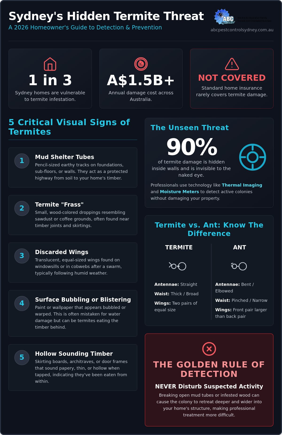 Early Signs of Termites Sydney: The 2026 Homeowner’s Detection Guide - Infographic